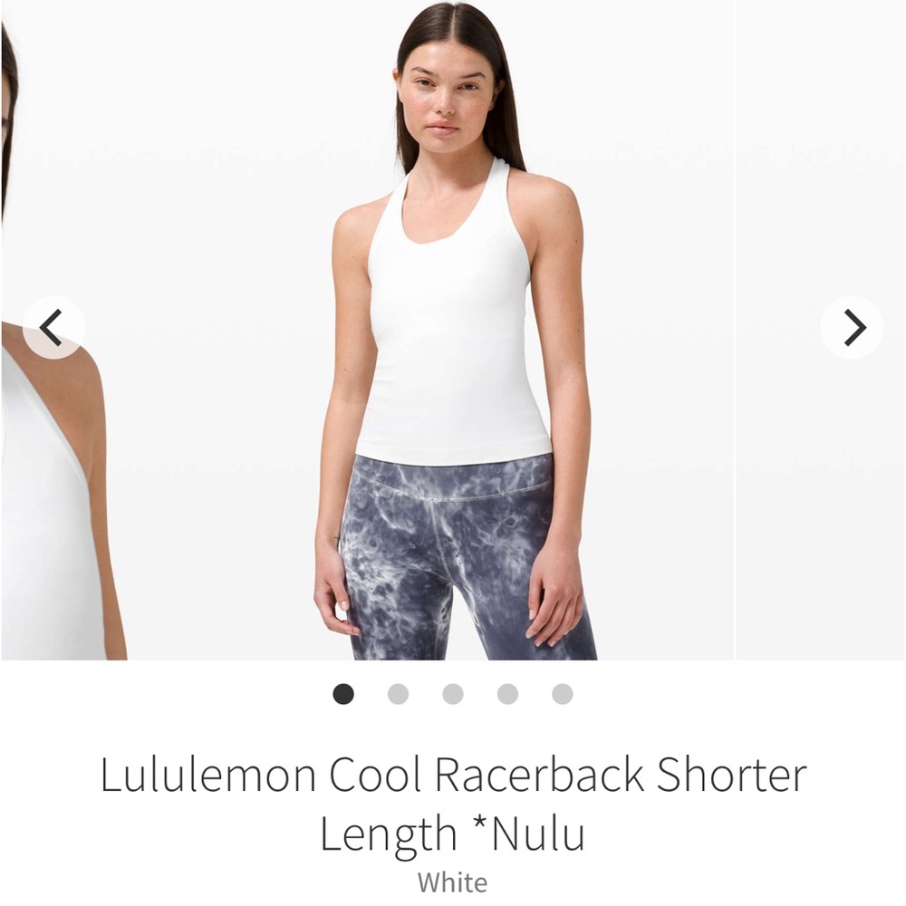 Lululemon Athletica Cool White Racerback Tank Top- Race Length